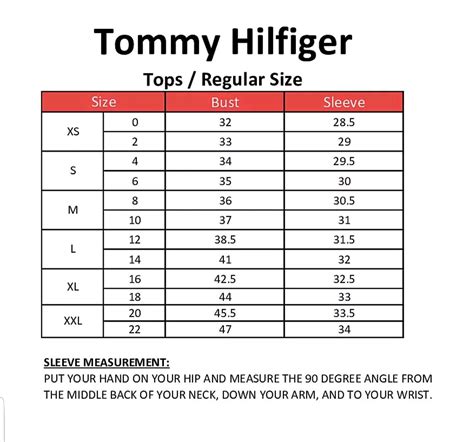 tommy hilfiger size guide for women.